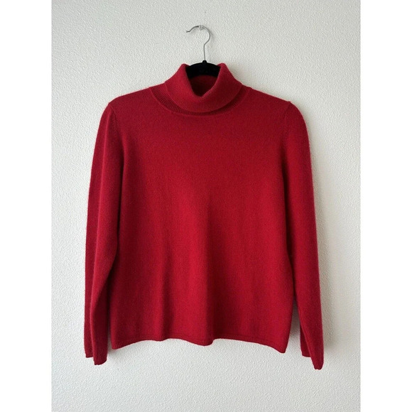 Valerie Steven MP Petite Red Turtleneck Sweater 2 Ply Cashmere Holiday Christmas - Picture 1 of 10
